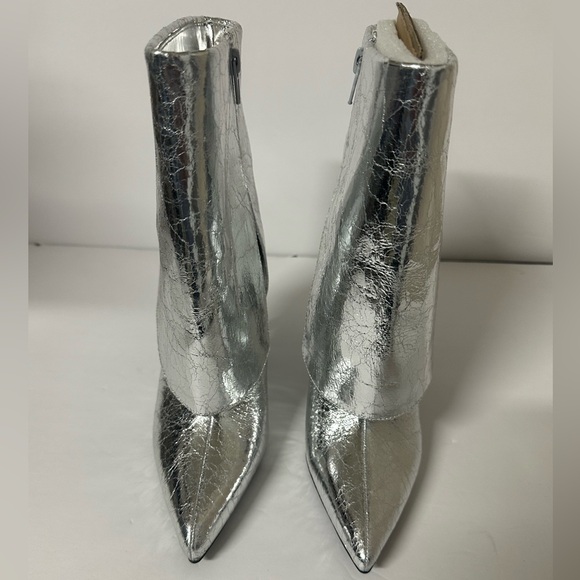 INC Silver Sabeel Cuffed Stiletto Ankle Boots Size 5 - Picture 4 of 7